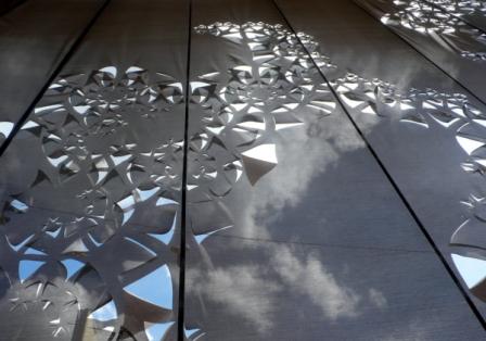 Laser cut vinyl mesh for Art Basel